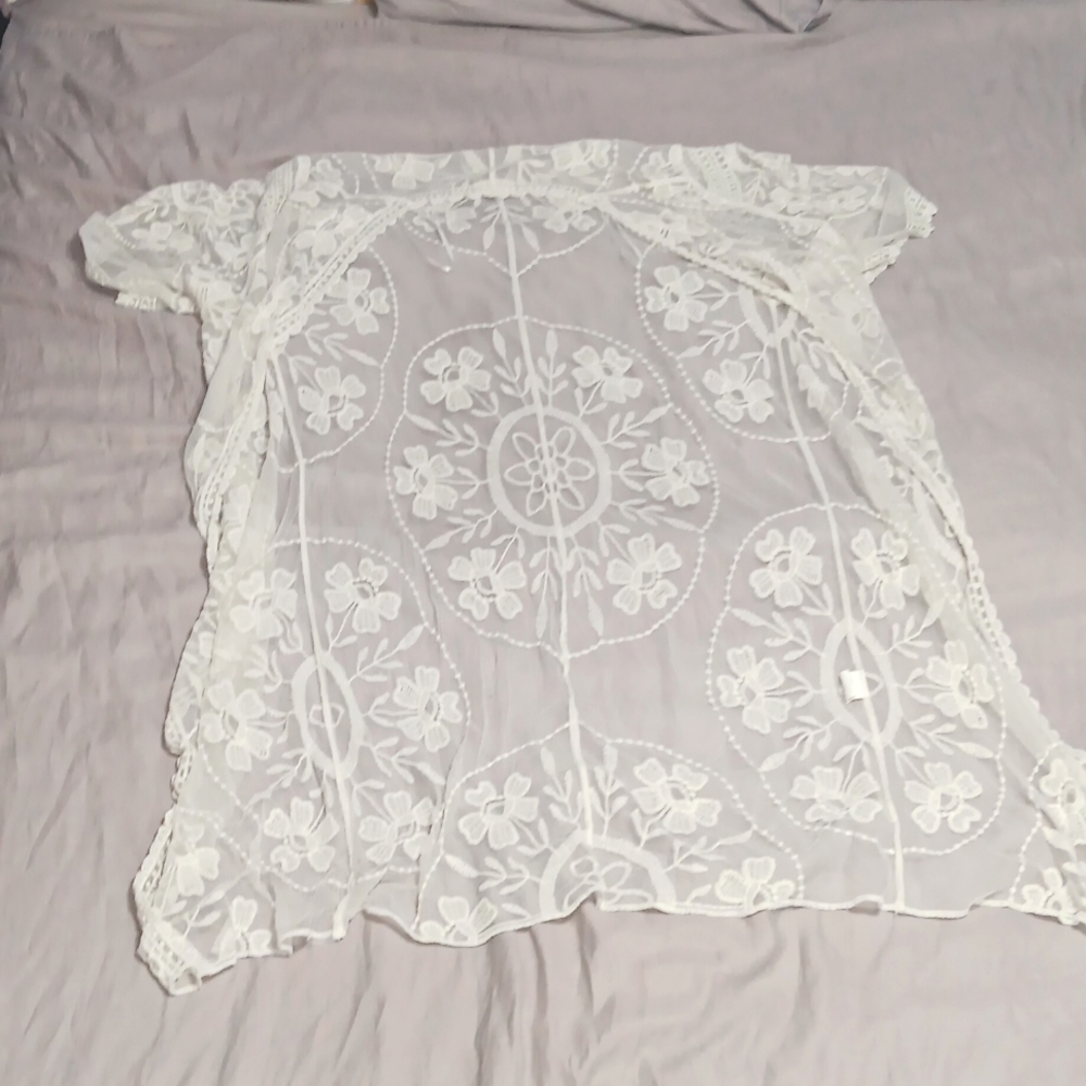 White bathing suit cover